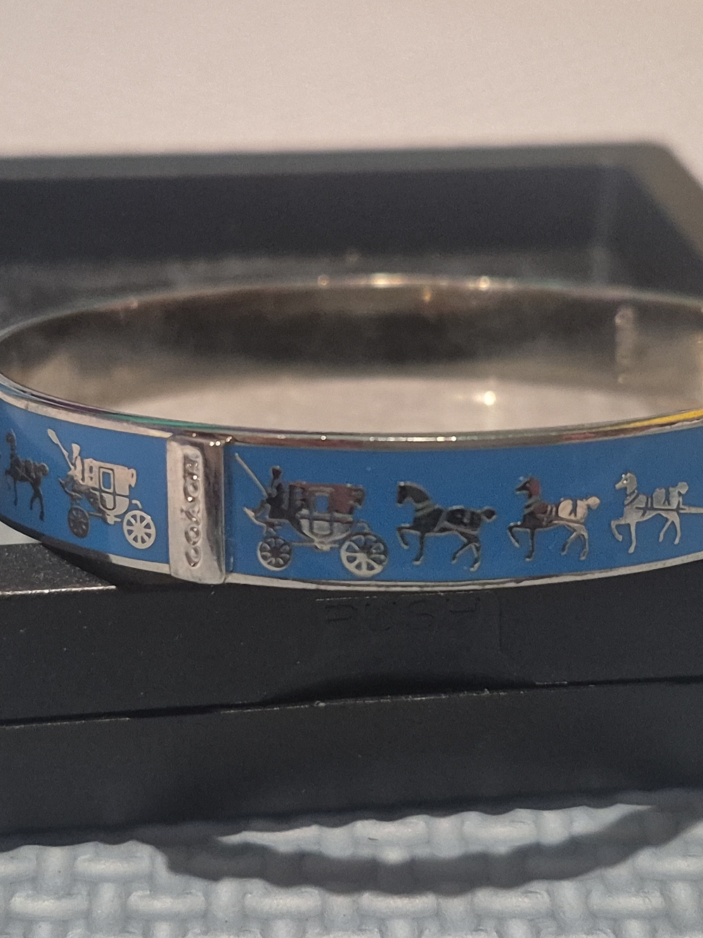 COACH blue And Silver Toned Bracelet Horse And Cairrage Design